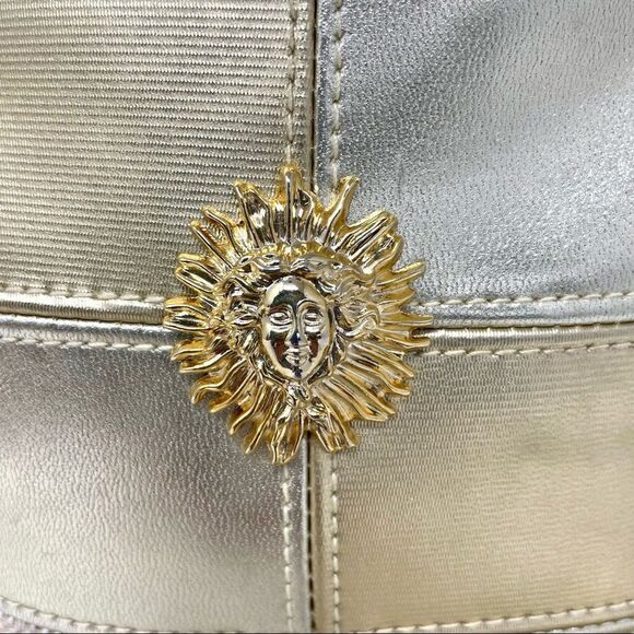 VINTAGE Medusa Gold Metallic Patchwork Crossbody Bag ( like Versace) - Picture 8 of 11